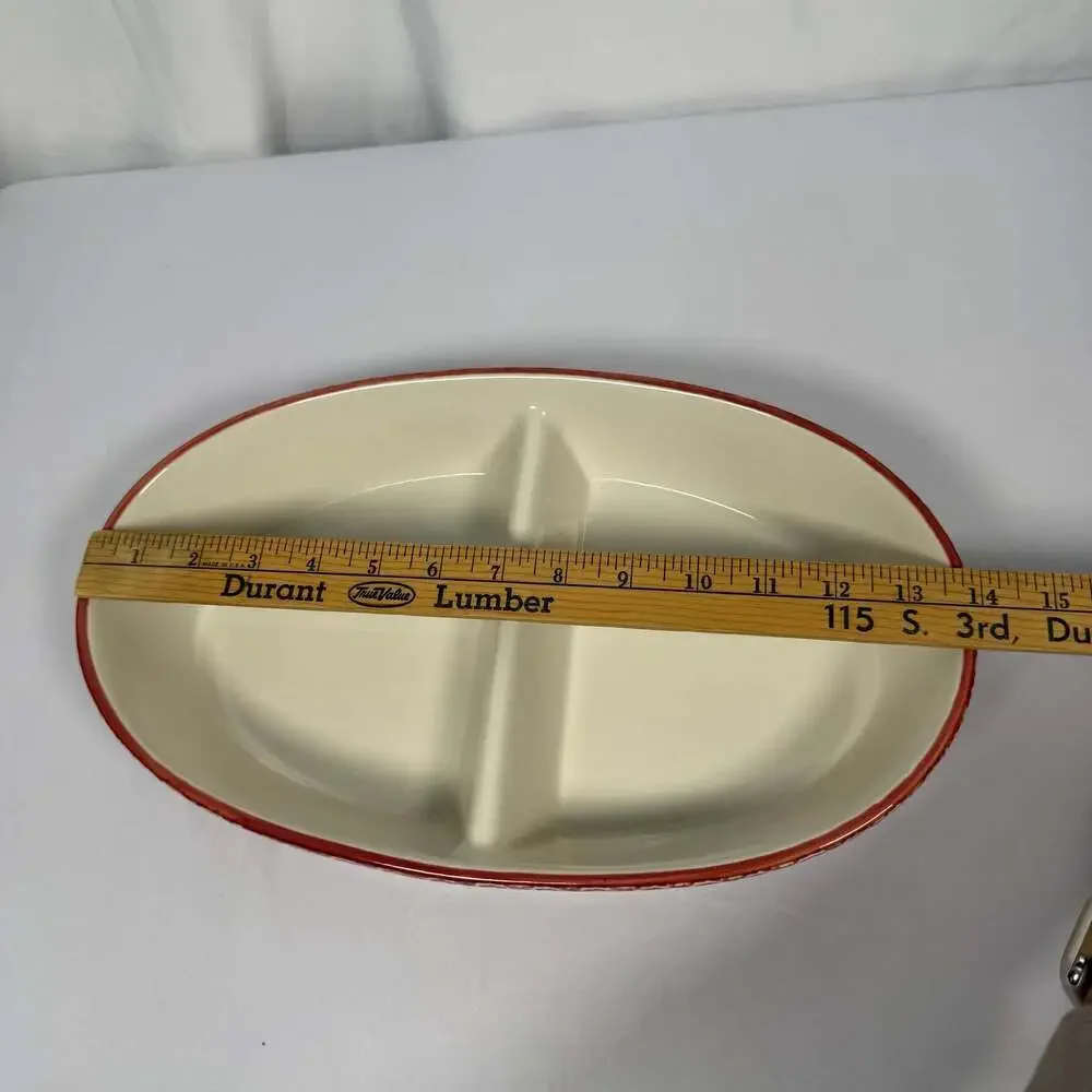 Temp-tations Old World Cranberry Red Divided Oval Baker 14